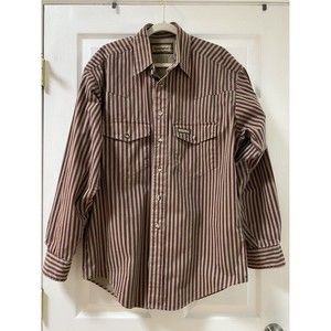 VTG Remington Outdoors Men's Striped Long Sleeve Button Down Hunting Shirt Sz L